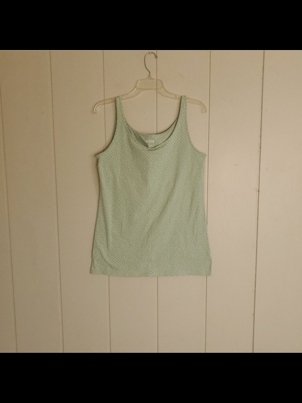 Duluth Trading Co Tank Women Large Green Poka Dot Stretch Sleeveless Top